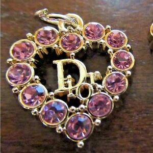 Authentic Dior ZIP PULL 24X20MM gold tone, PINK CRYSTALS